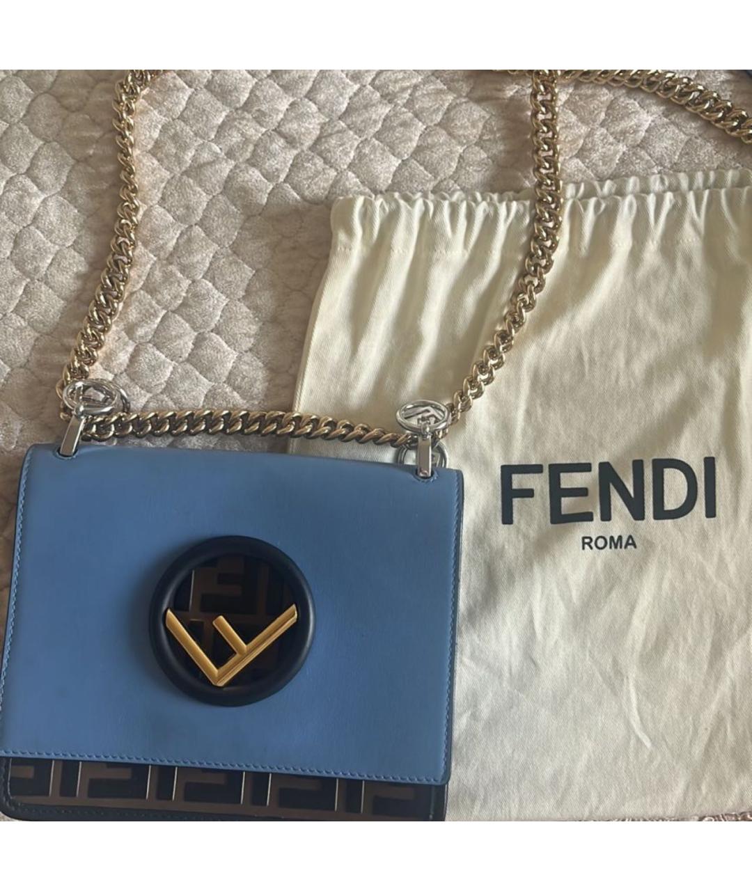 FENDI Голубая кожаная сумка через плечо, фото 3