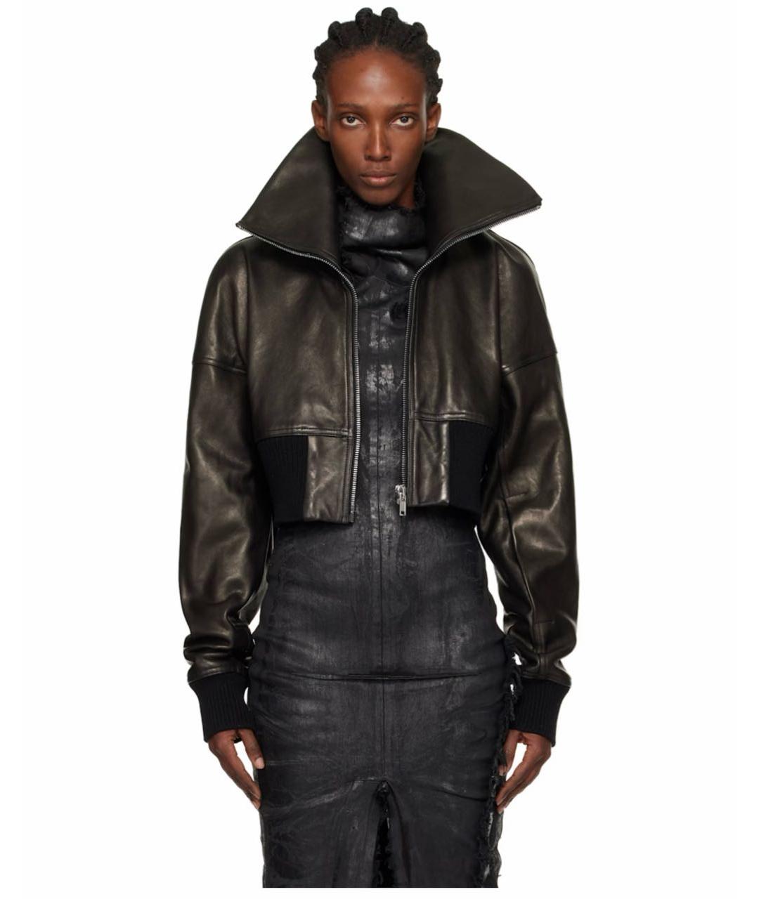 RICK OWENS Черная кожаная куртка, фото 3