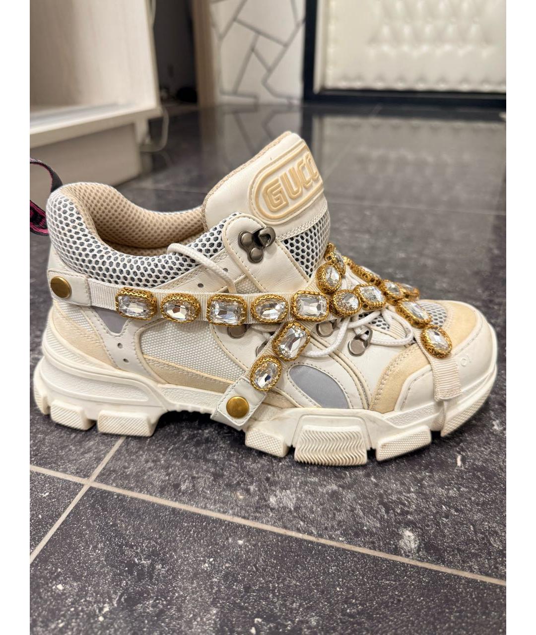 GUCCI Белые текстильные кроссовки, фото 9
