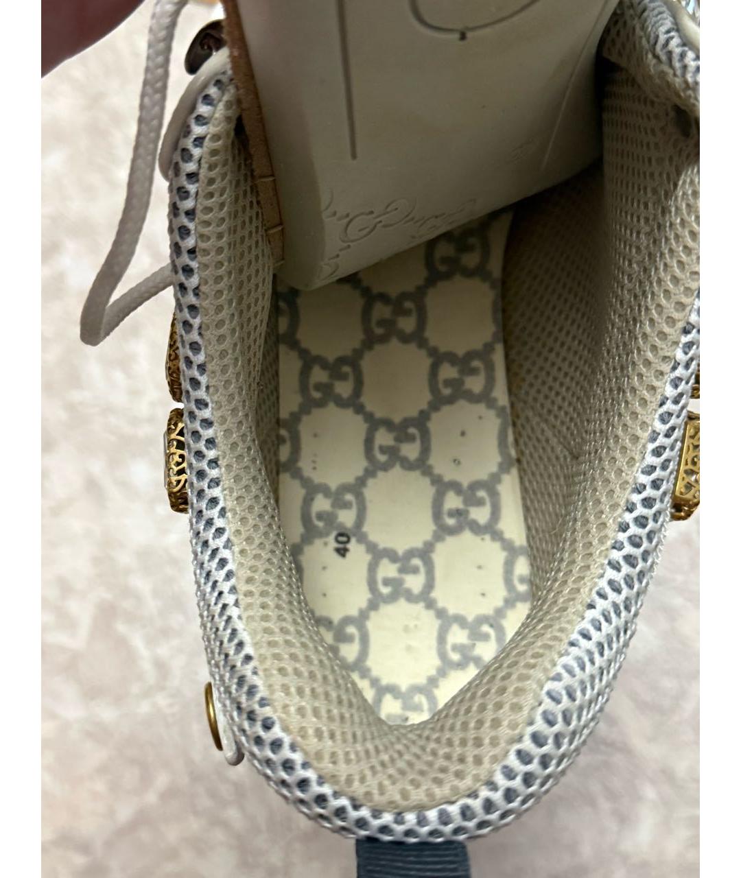 GUCCI Белые текстильные кроссовки, фото 8