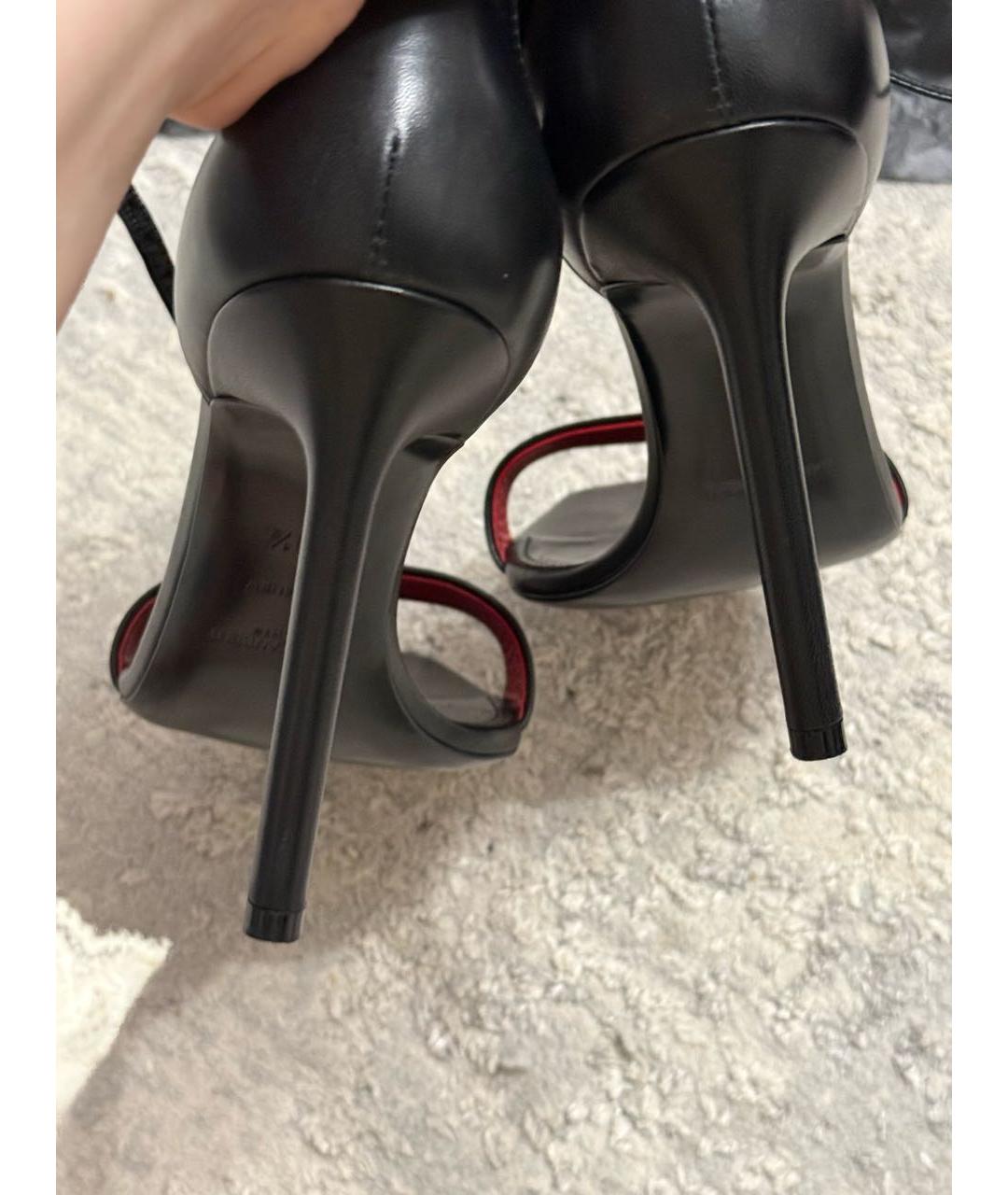 SAINT LAURENT Черные кожаные босоножки, фото 6