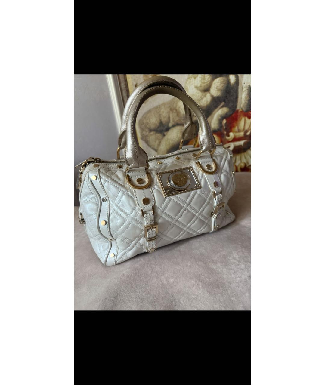 VERSACE COLLECTION Белая кожаная сумка с короткими ручками, фото 5