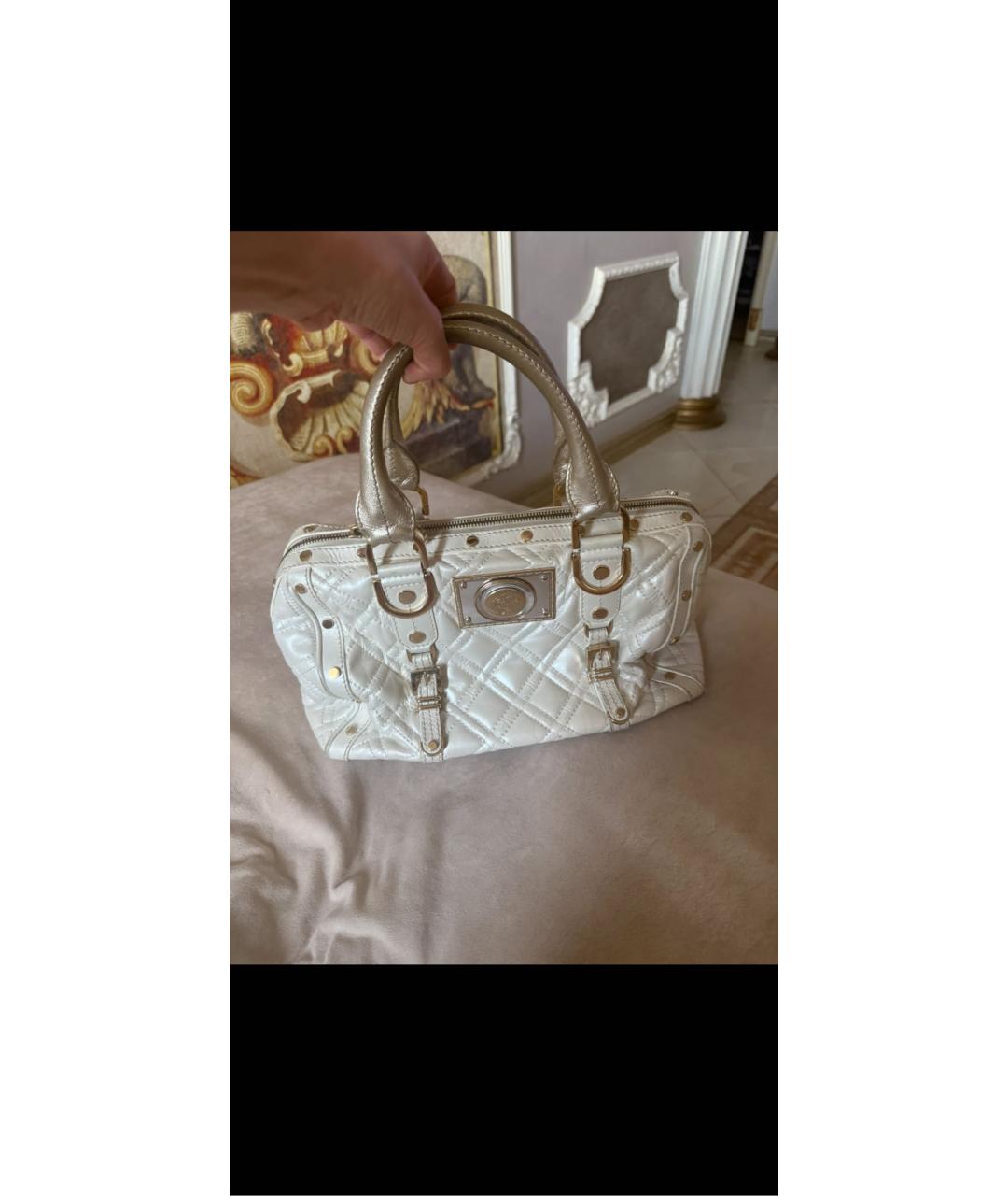 VERSACE COLLECTION Белая кожаная сумка с короткими ручками, фото 4