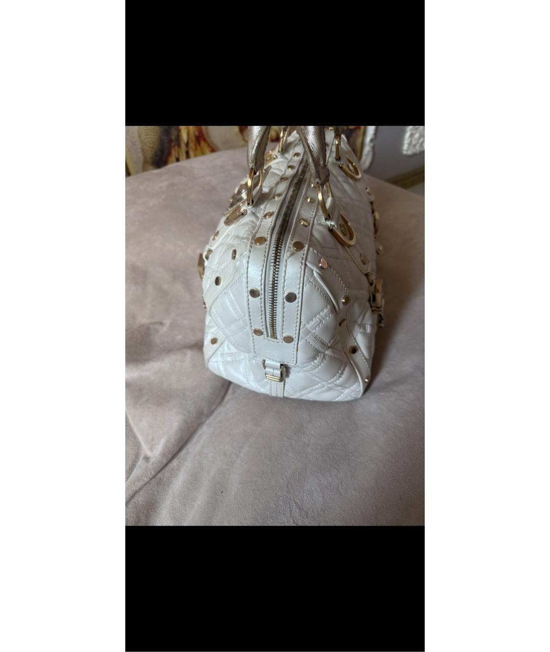 VERSACE COLLECTION Белая кожаная сумка с короткими ручками, фото 3
