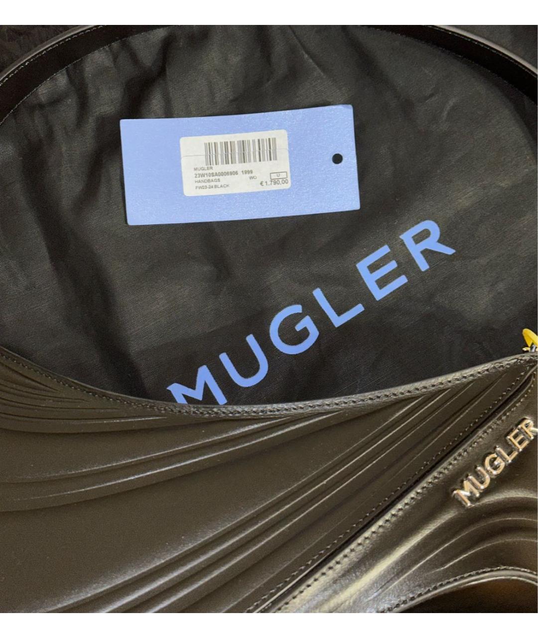 MUGLER Черная кожаная сумка через плечо, фото 8