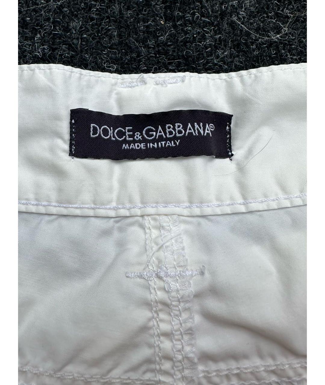 DOLCE&GABBANA Белые хлопковые классические брюки, фото 5
