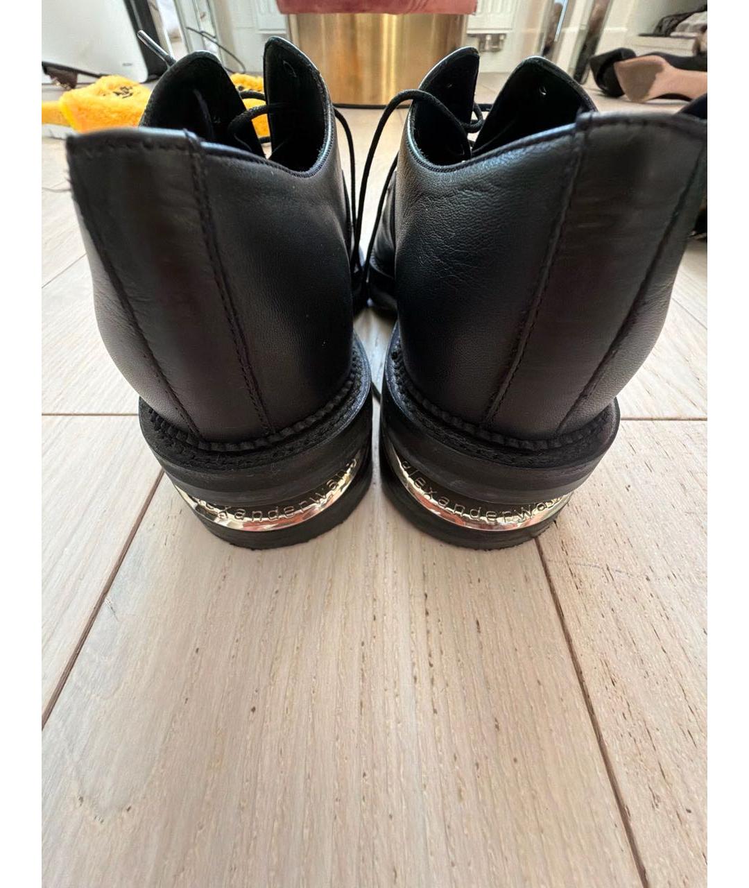 ALEXANDER WANG Черные кожаные брогги и оксфорды, фото 4