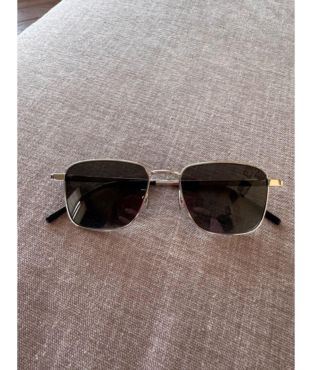 SAINT LAURENT Серые металлические солнцезащитные очки, фото 5