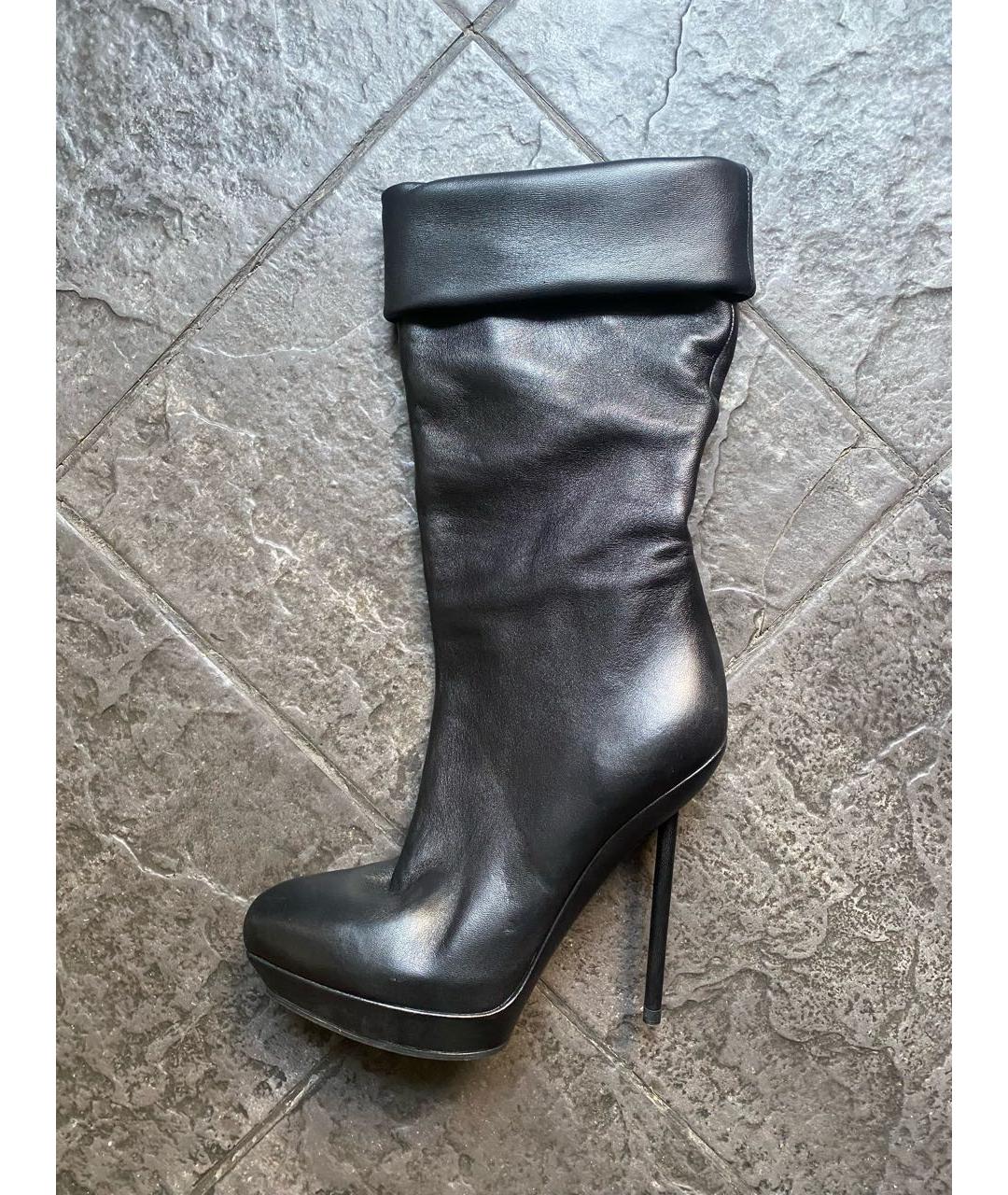 SAINT LAURENT Черные кожаные сапоги, фото 8