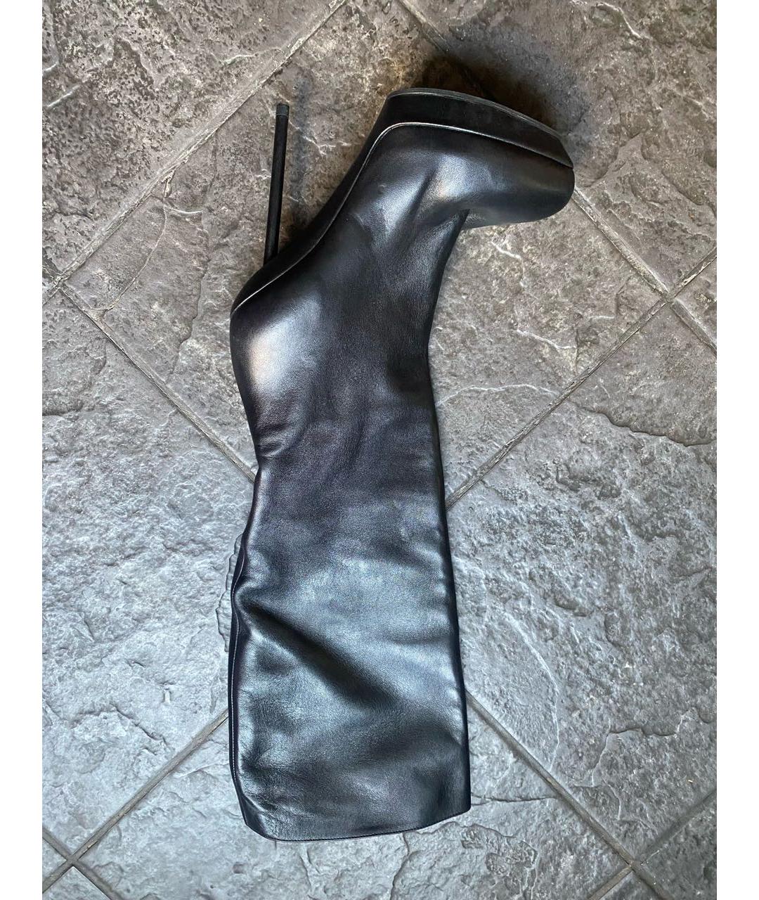 SAINT LAURENT Черные кожаные сапоги, фото 4