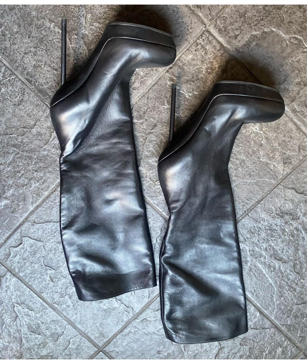 SAINT LAURENT Черные кожаные сапоги, фото 3