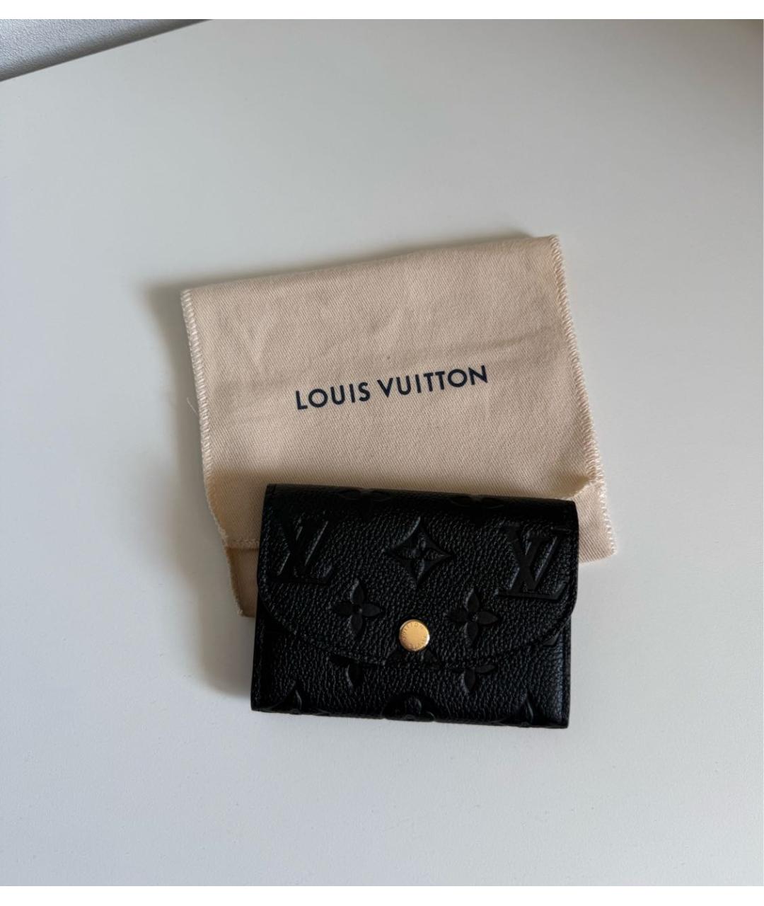 LOUIS VUITTON Черный кожаный кошелек, фото 5
