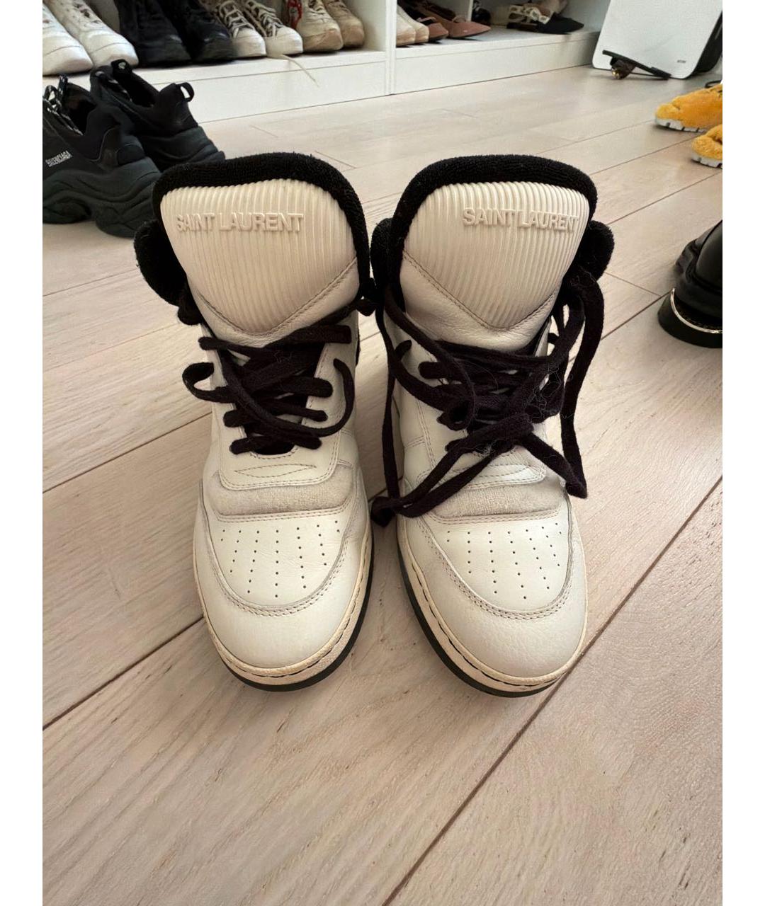 SAINT LAURENT Белые кожаные кеды, фото 2