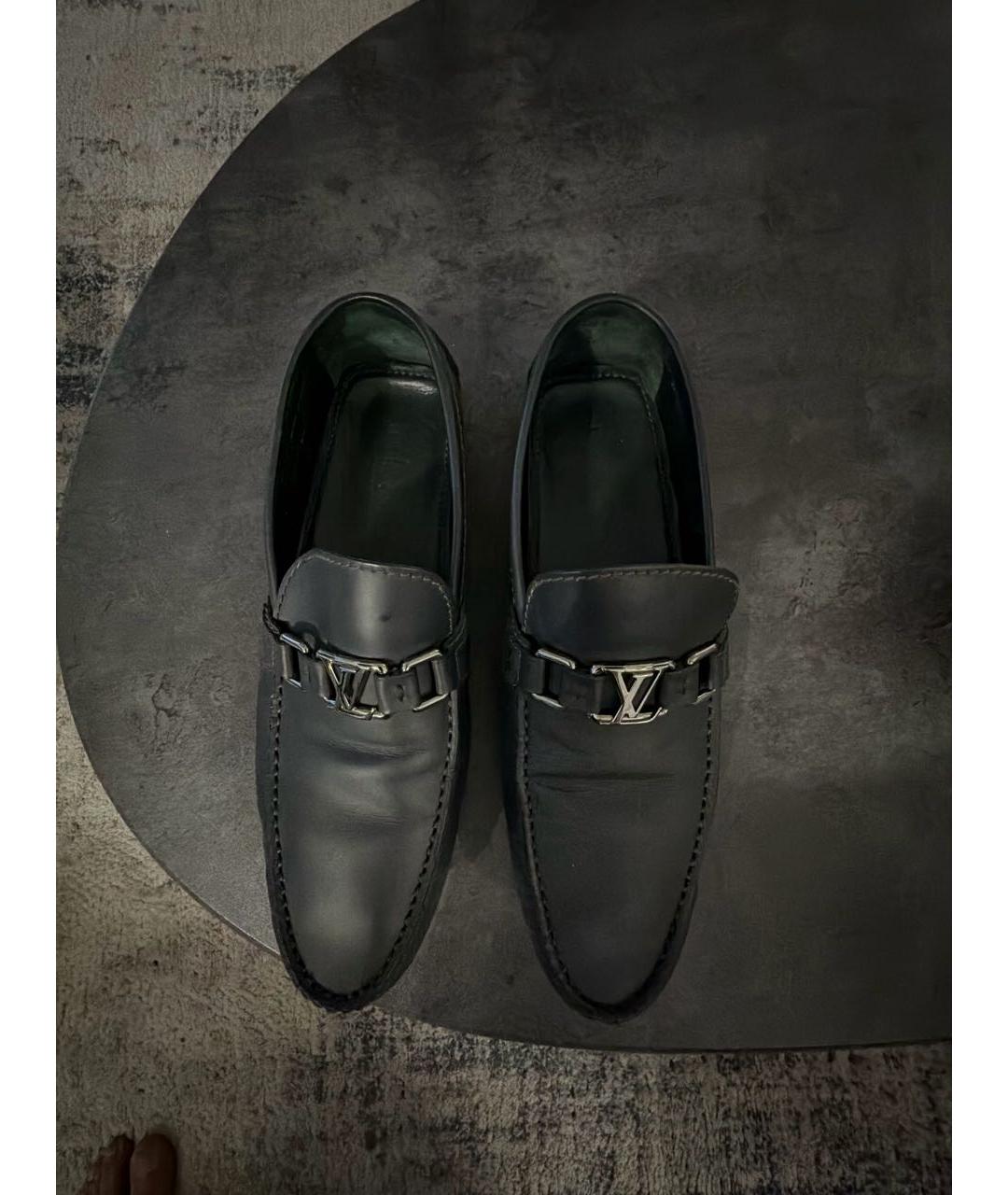 LOUIS VUITTON Темно-синие кожаные мокасины, фото 3
