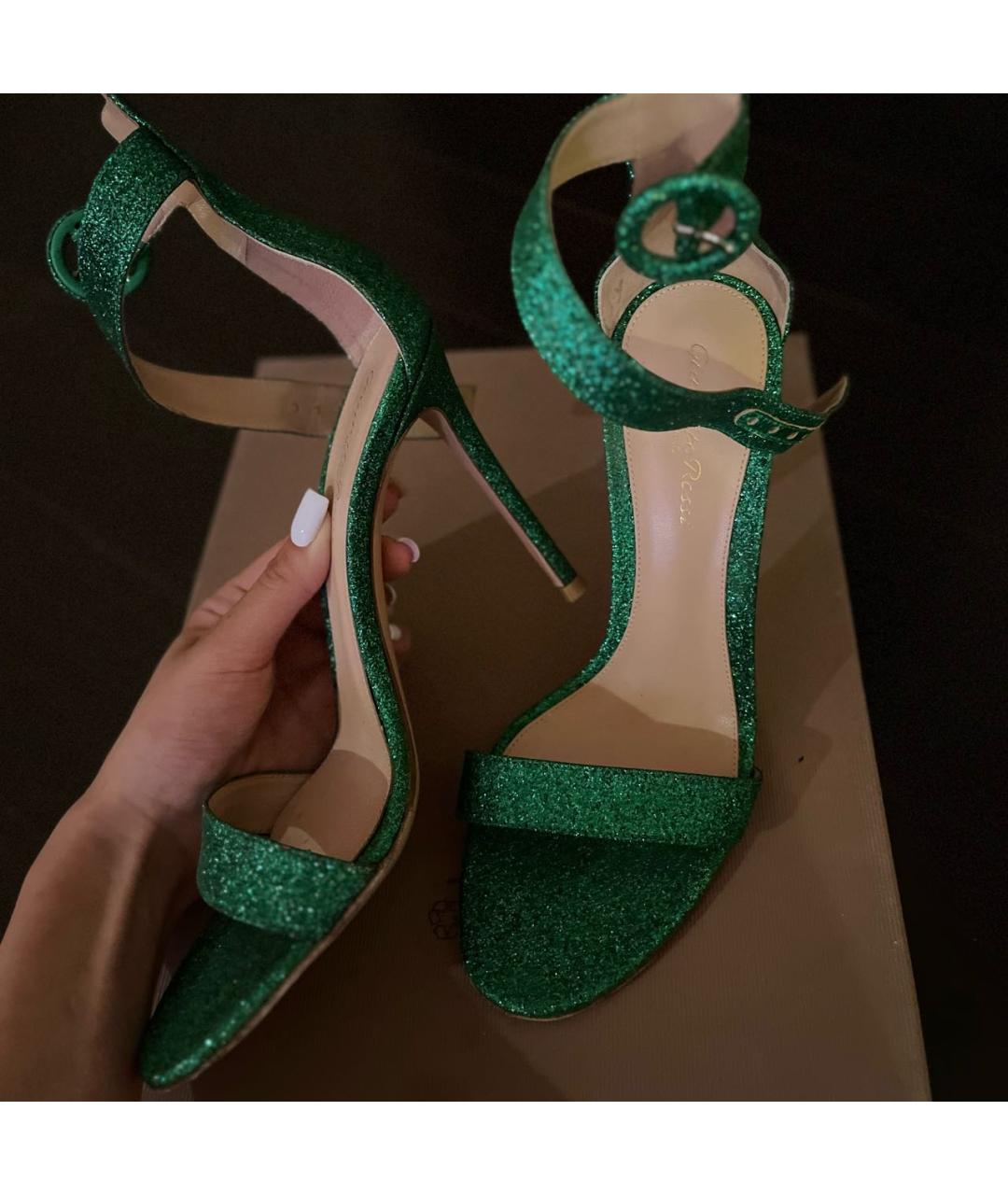 GIANVITO ROSSI Зеленые кожаные босоножки, фото 3