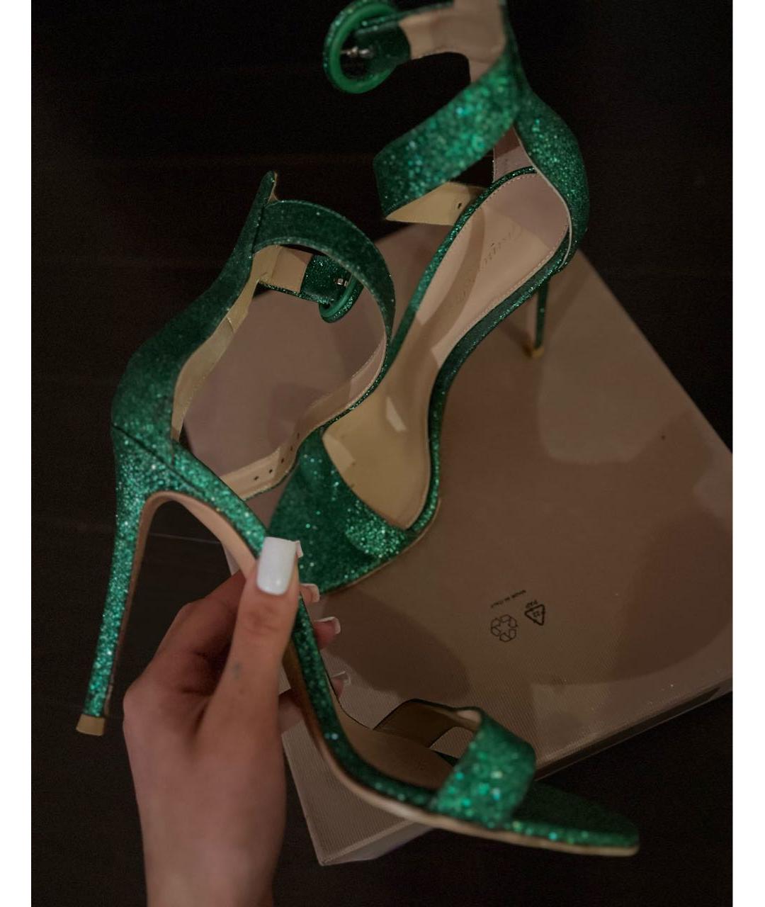 GIANVITO ROSSI Зеленые кожаные босоножки, фото 4