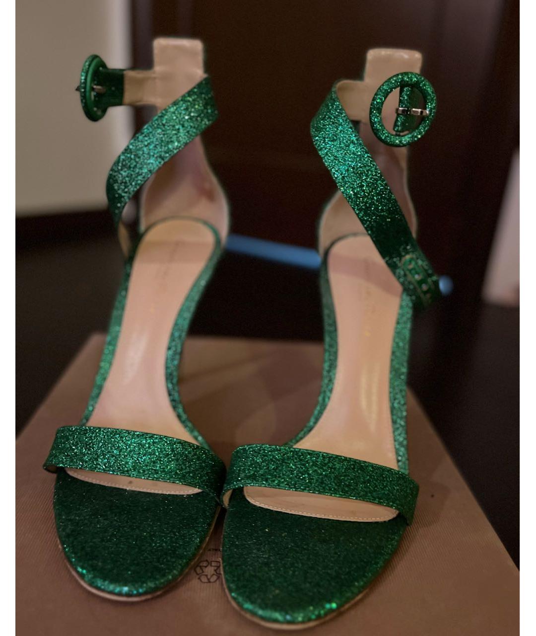 GIANVITO ROSSI Зеленые кожаные босоножки, фото 2