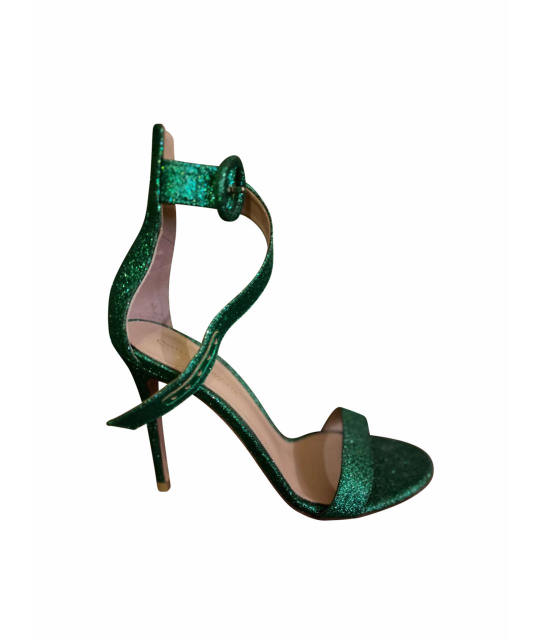 GIANVITO ROSSI Зеленые кожаные босоножки, фото 1
