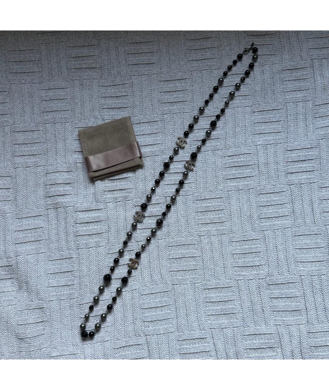 CHANEL Черное жемчужное колье, фото 3