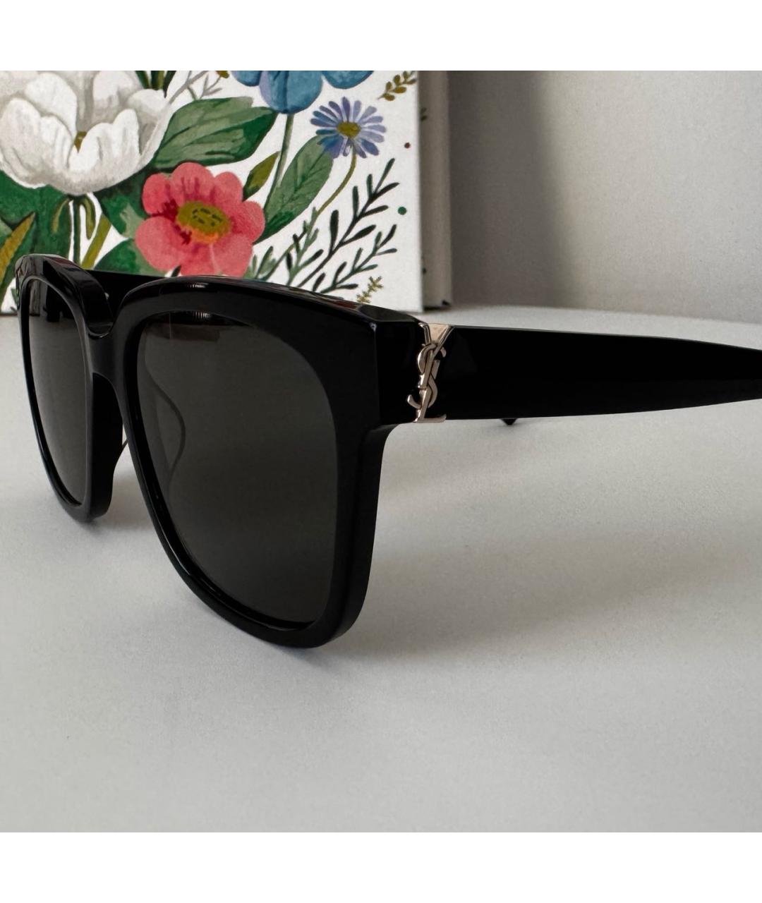 SAINT LAURENT Черные пластиковые солнцезащитные очки, фото 3