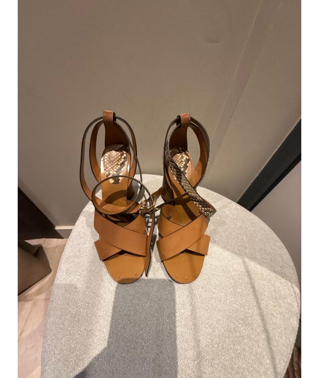 GUCCI Бежевые кожаные босоножки, фото 2