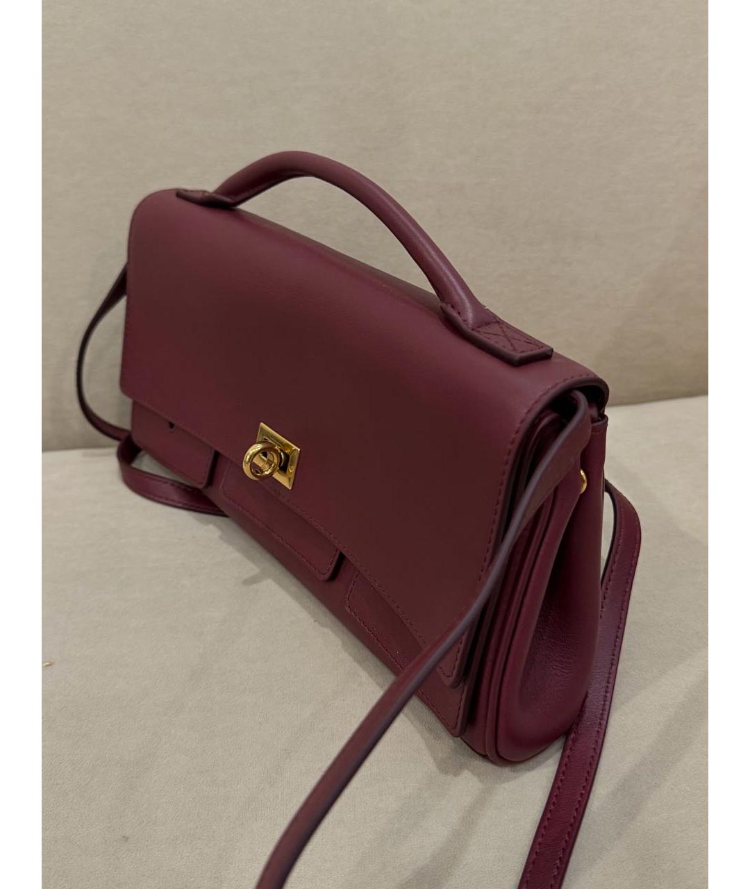 BALENCIAGA Бордовая кожаная сумка через плечо, фото 2