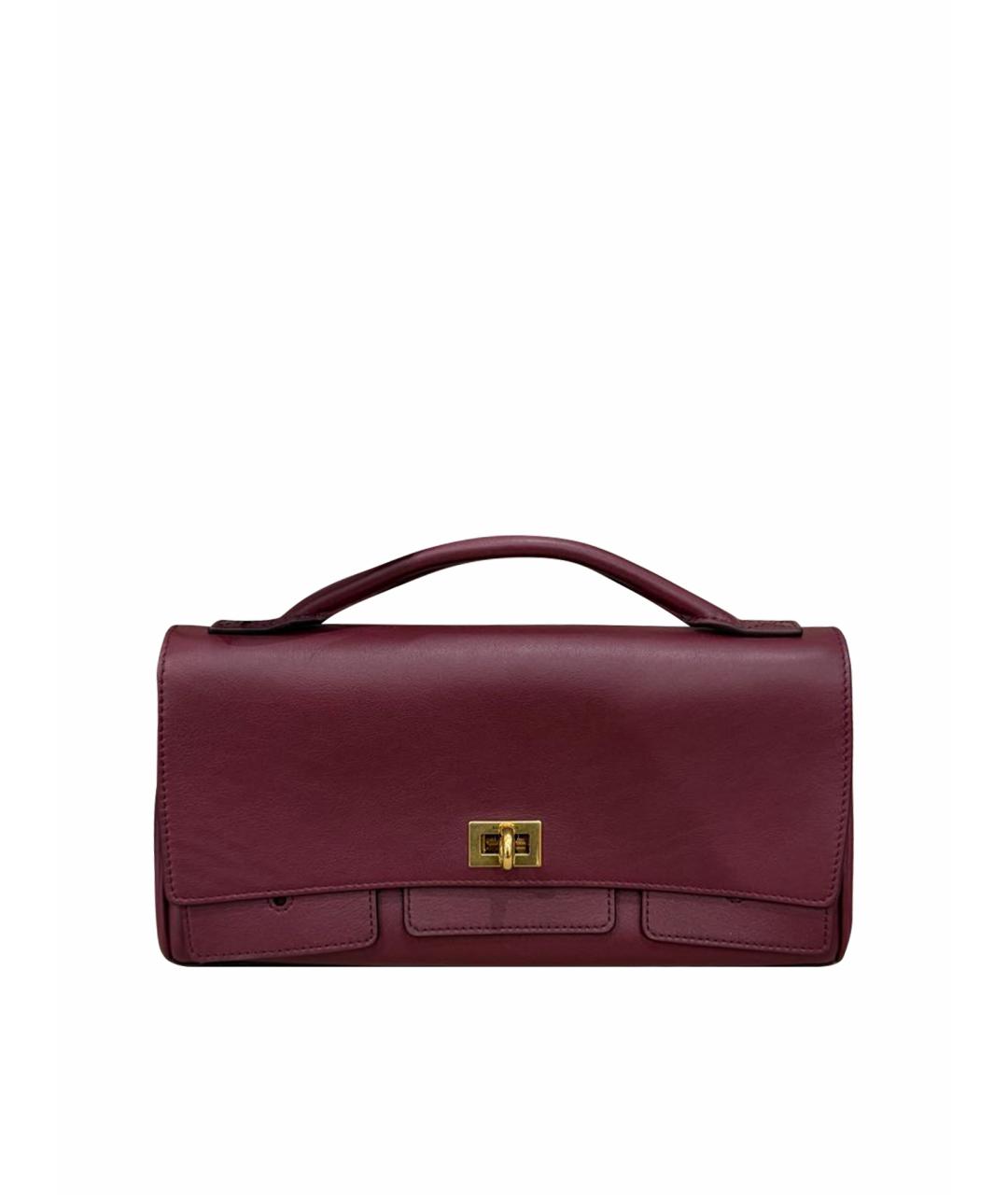 BALENCIAGA Бордовая кожаная сумка через плечо, фото 1