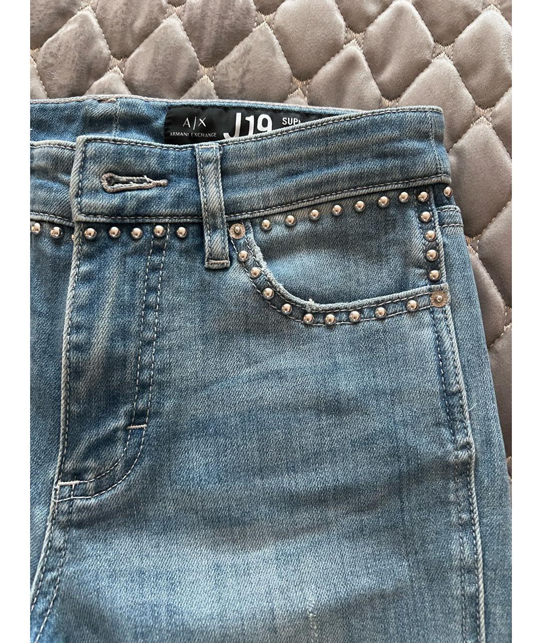 ARMANI EXCHANGE Голубые хлопко-эластановые джинсы слим, фото 4