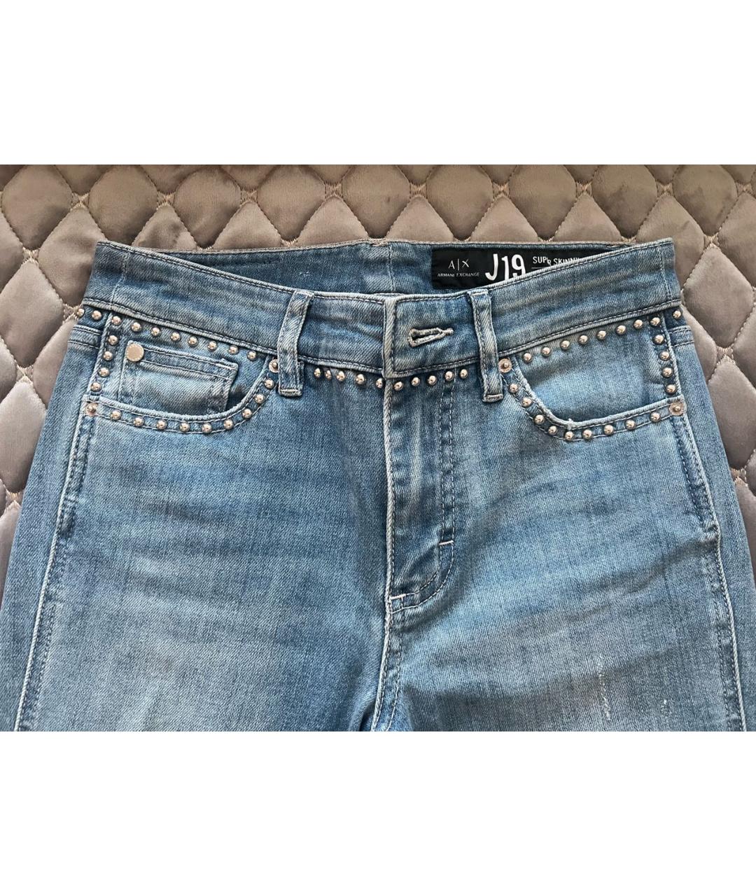 ARMANI EXCHANGE Голубые хлопко-эластановые джинсы слим, фото 5