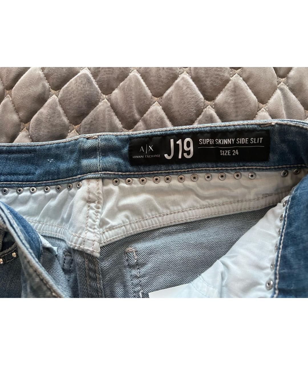 ARMANI EXCHANGE Голубые хлопко-эластановые джинсы слим, фото 3