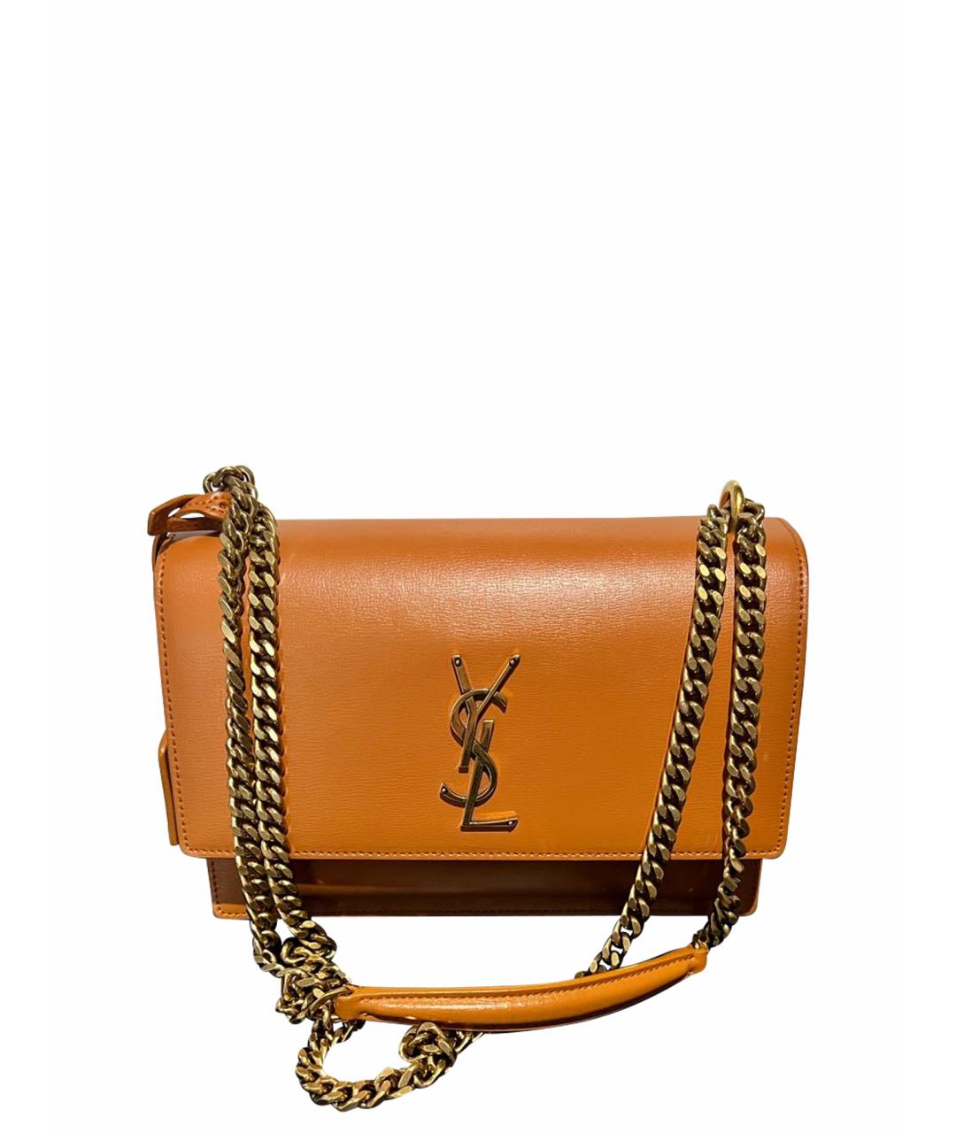 SAINT LAURENT Коричневая кожаная сумка через плечо, фото 1