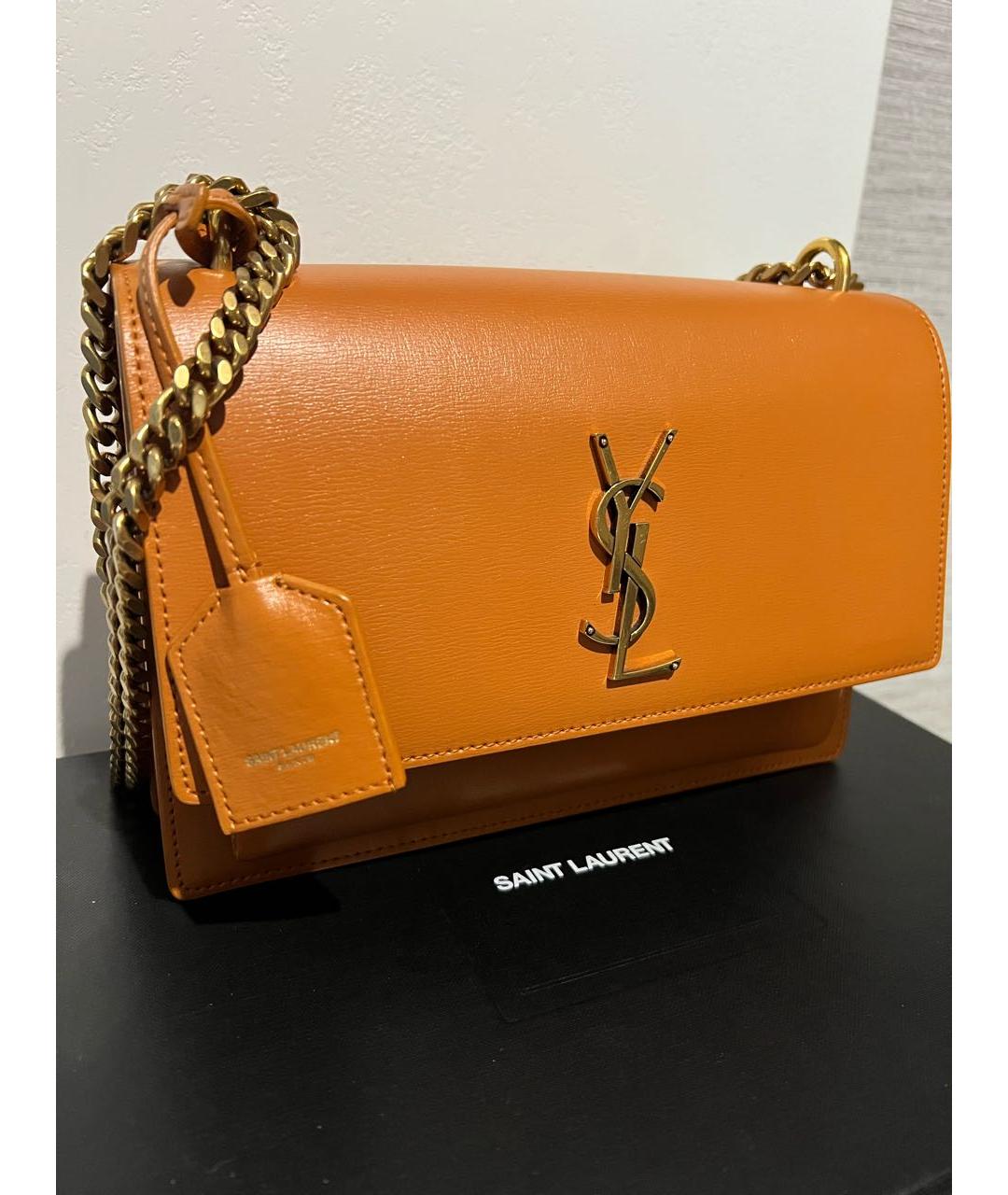SAINT LAURENT Коричневая кожаная сумка через плечо, фото 2