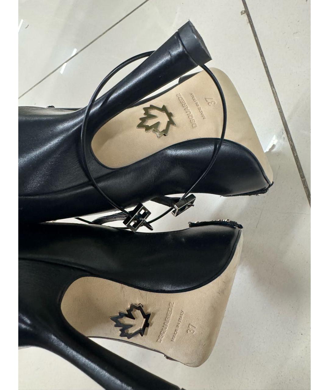 DSQUARED2 Черные кожаные туфли, фото 4