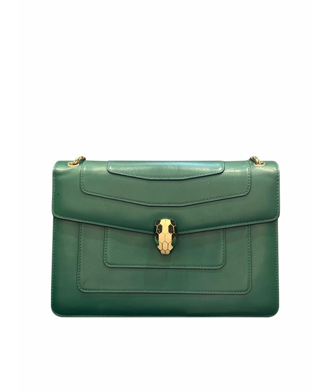 BVLGARI Бирюзовая кожаная сумка через плечо, фото 1