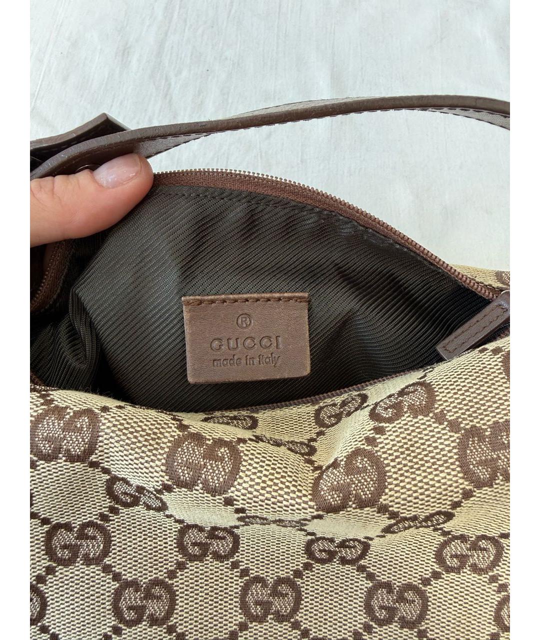 GUCCI Бежевая хлопковая сумка с короткими ручками, фото 5