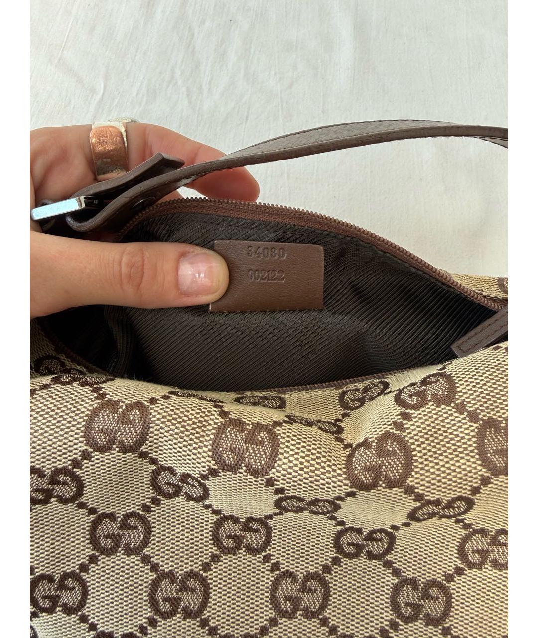 GUCCI Бежевая хлопковая сумка с короткими ручками, фото 6
