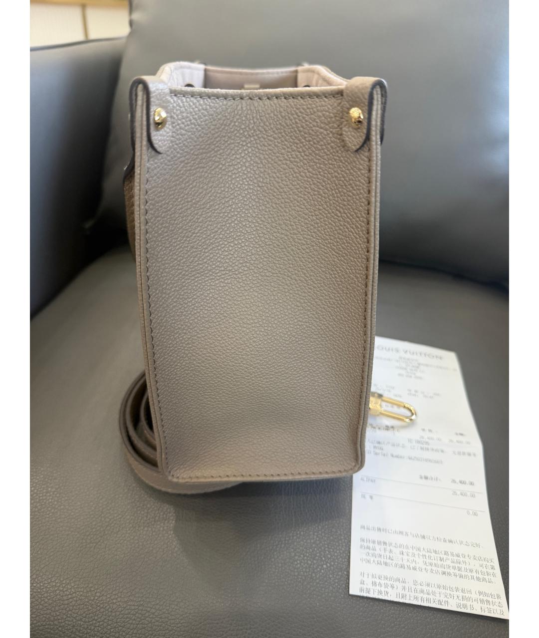 LOUIS VUITTON Бежевая кожаная сумка тоут, фото 3