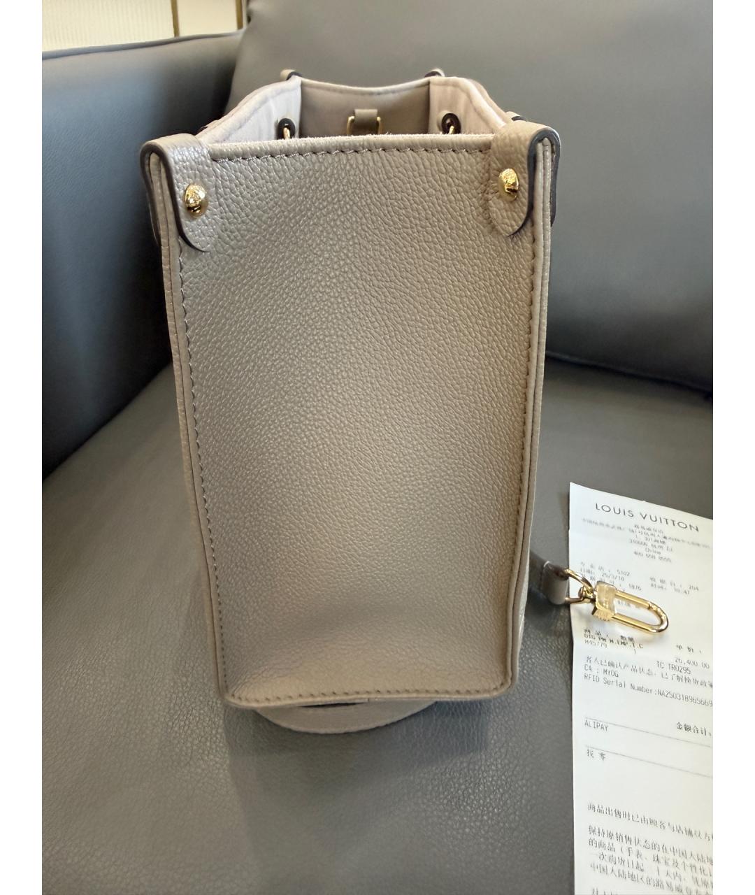 LOUIS VUITTON Бежевая кожаная сумка тоут, фото 2