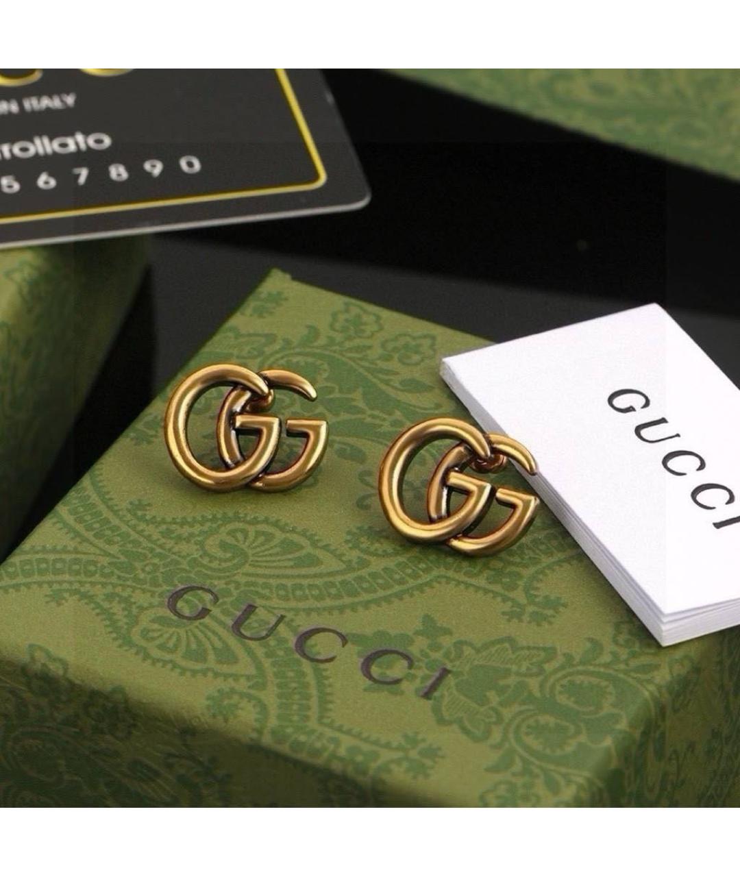 GUCCI Золотые латунные серьги, фото 5