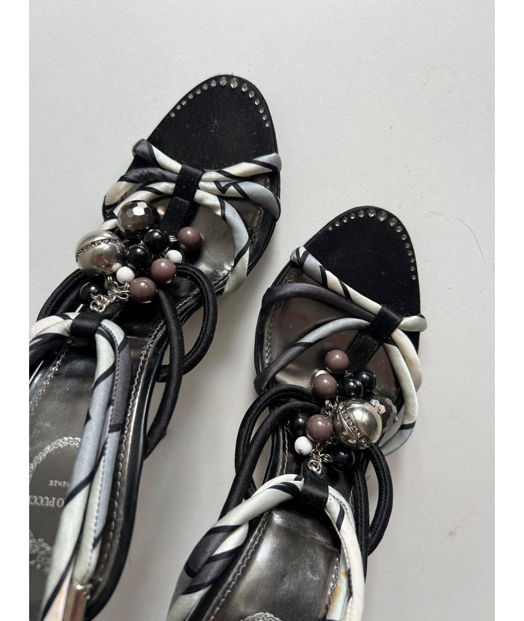 EMILIO PUCCI Черные текстильные босоножки, фото 3