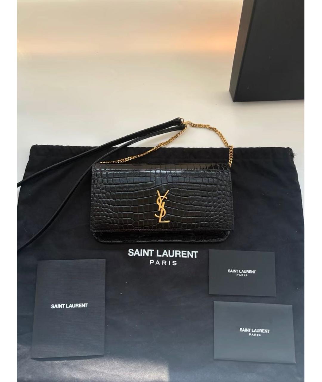 SAINT LAURENT Черная кожаная сумка через плечо, фото 6