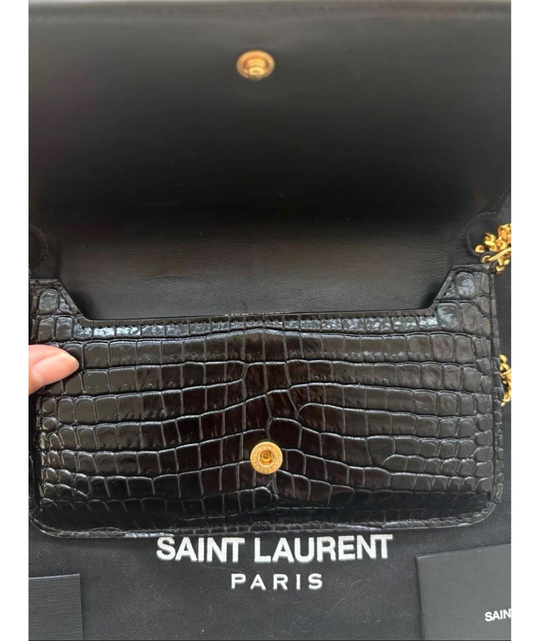 SAINT LAURENT Черная кожаная сумка через плечо, фото 4