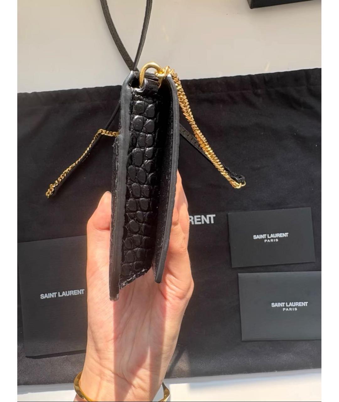 SAINT LAURENT Черная кожаная сумка через плечо, фото 2