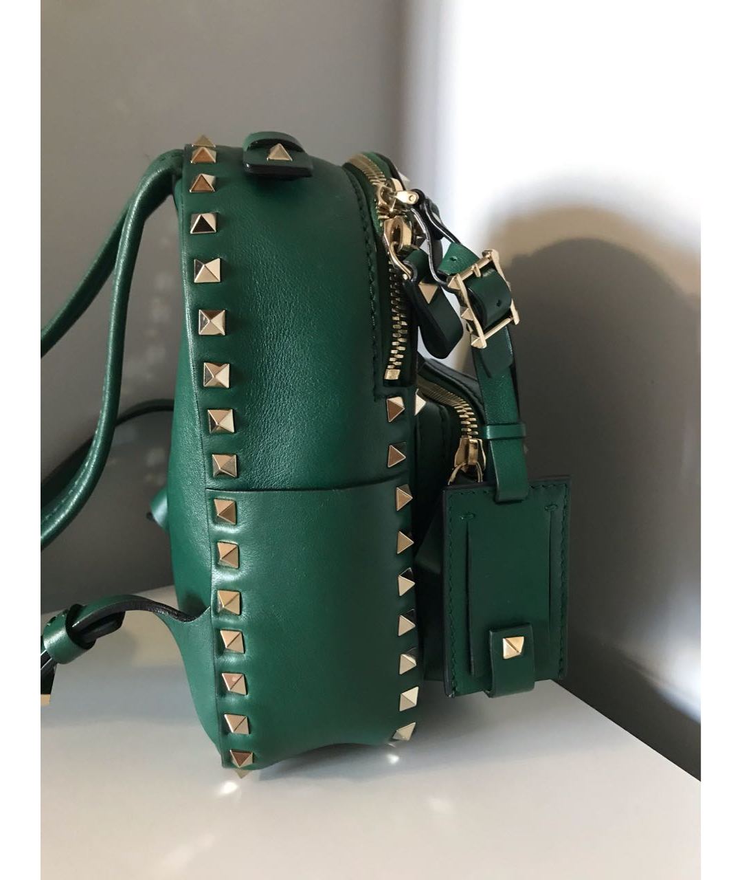 VALENTINO GARAVANI Зеленый кожаный рюкзак, фото 5