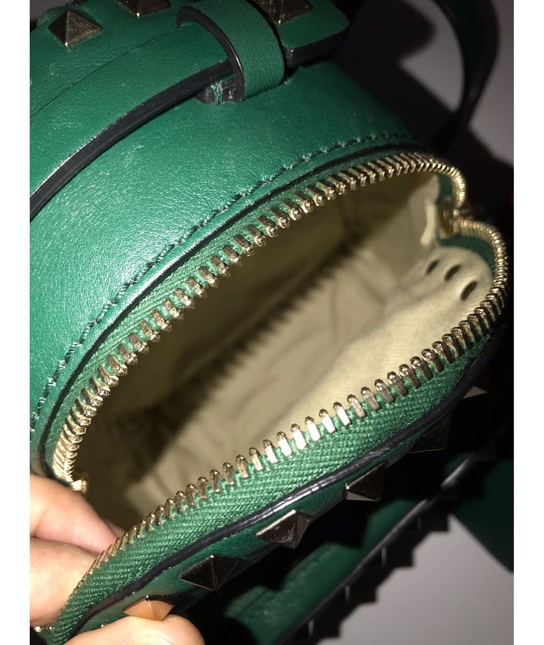 VALENTINO GARAVANI Зеленый кожаный рюкзак, фото 4