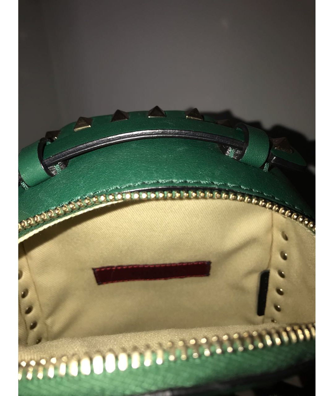 VALENTINO GARAVANI Зеленый кожаный рюкзак, фото 8