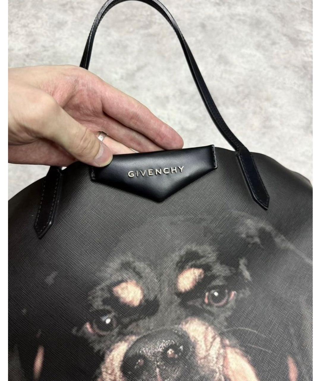 GIVENCHY Черная кожаная сумка тоут, фото 4