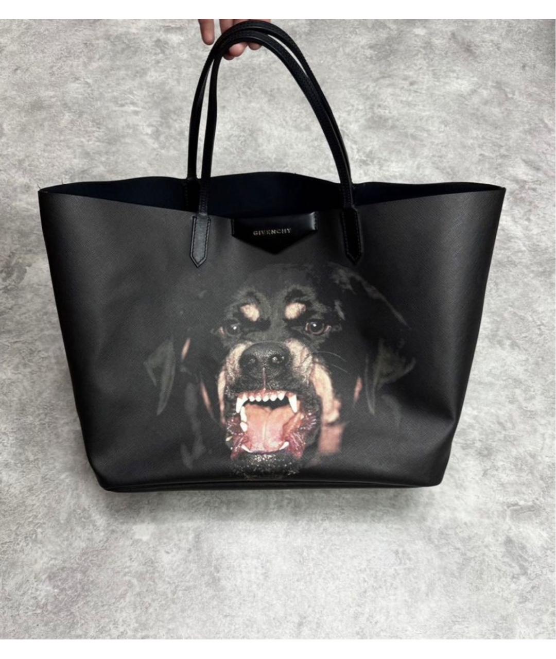 GIVENCHY Черная кожаная сумка тоут, фото 6