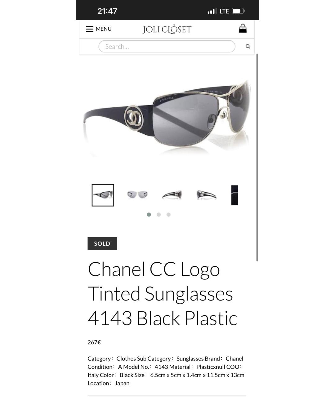 CHANEL Черные пластиковые солнцезащитные очки, фото 7