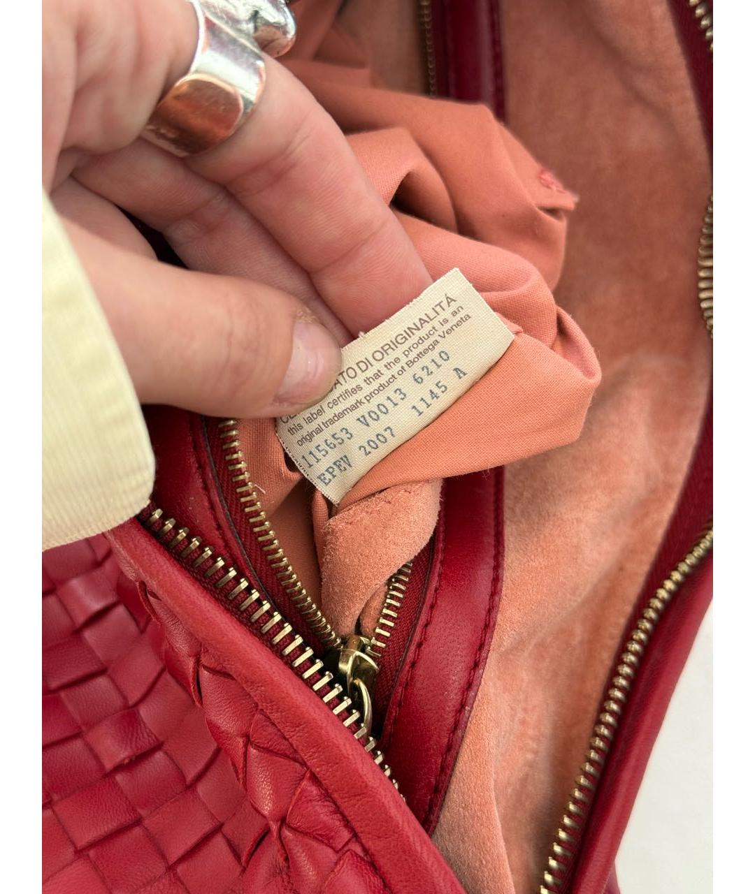BOTTEGA VENETA Красная кожаная сумка через плечо, фото 5